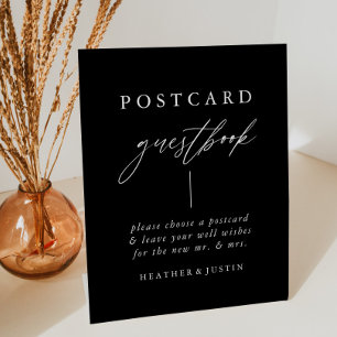 Signe De Table Carte postale Mariage de calligraphie noire