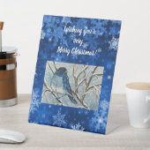 Signe De Table Carte pour notes Snowy Bluebird (In SItu)