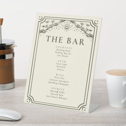 Signe De Table Carte Tarot Gothique Olive Menu Mariage Bar (In SItu)