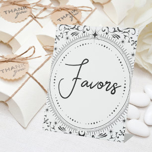 Signe De Table Carte Tarot Mariage nuptial Faveurs B+W