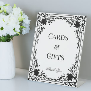 Signe De Table Cartes anciennes & Cadeaux Merci écriture Black Wh
