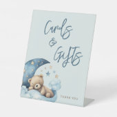 Signe De Table Cartes Baby showers Blue Teddy Bear Lune Cadeaux (Recto)