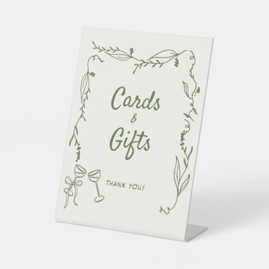 Signe De Table Cartes blanches à main verte (Recto)