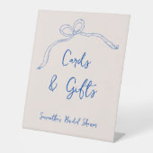 Signe De Table Cartes & Cadeaux Bleu Bow Fête des mariées tirée m (Recto)