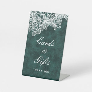 Signe De Table Cartes & Cadeaux en velours blanc Emerald Green Fa