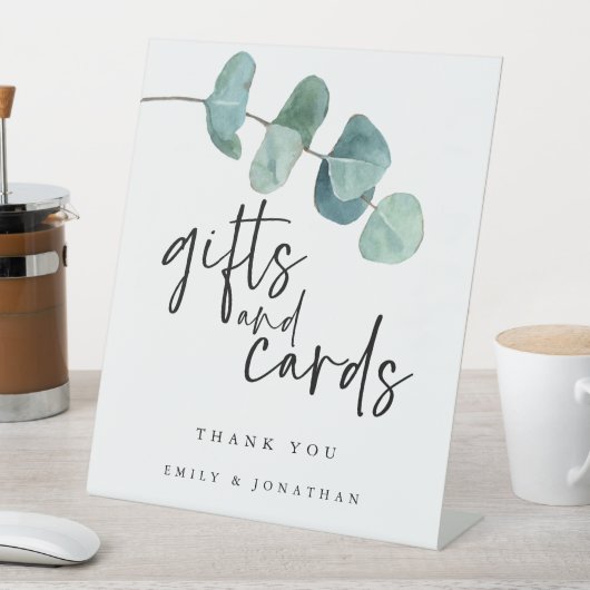 Signe De Table Cartes cadeaux Feuilles Blue Eucalyptus Script (In SItu)