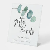 Signe De Table Cartes cadeaux Feuilles Blue Eucalyptus Script (Recto)