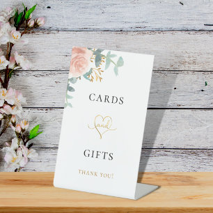Signe De Table Cartes cadeaux florales rose saumon eucalyptus ver