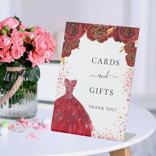 Signe De Table Cartes cadeaux rouge blanc robe fleurs fête