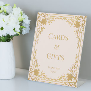 Signe De Table Cartes Cadeaux Vintage rose Faux Or Mariage antiqu
