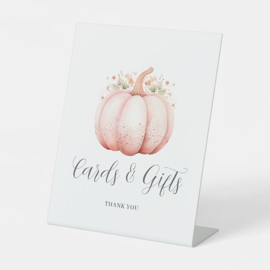 Signe De Table Cartes de Baby shower Citrouilles roses Cadeaux (Recto)