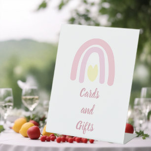 Signe De Table Cartes de Baby shower Pastel Pink Rainbow Girl