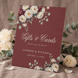 Signe De Table Cartes de cadeaux de mariage élégantes aux pivoine