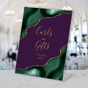 Signe De Table Cartes de mariage Cadeaux Agate Émeraude Vert Viol