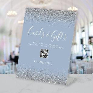 Signe De Table Cartes de mariage Dusty Blue Silver Cadeaux Code Q