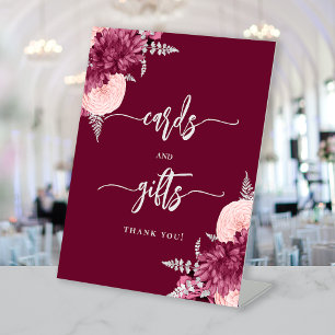 Signe De Table Cartes de mariage et cadeaux chic bordeaux argent 