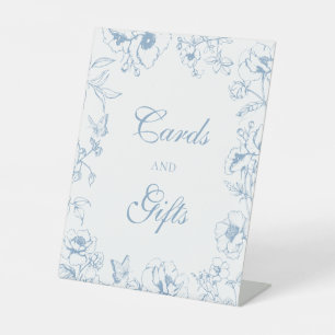 Signe De Table Cartes de mariage et cadeaux floraux bleus poussié