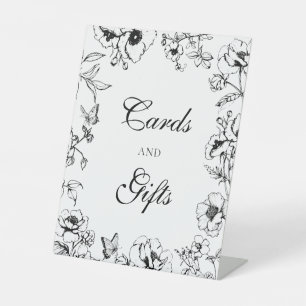 Signe De Table Cartes de mariage et cadeaux floraux élégants noir
