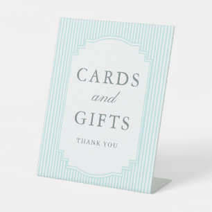 Signe De Table Cartes de mariage et cadeaux rayés bleu pastel cla