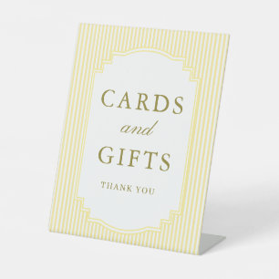 Signe De Table Cartes de mariage et cadeaux rayés jaune classique