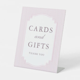 Signe De Table Cartes de mariage et cadeaux rayés lavande pastel