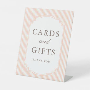 Signe De Table Cartes de mariage et cadeaux rayés pêche pastel