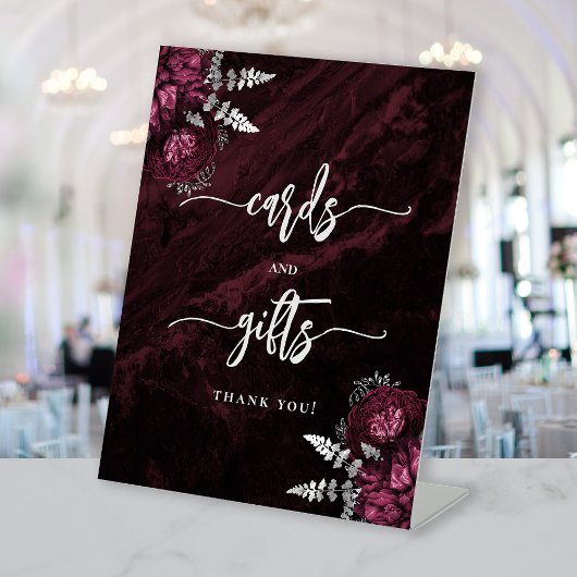 Signe De Table Cartes de mariage florales argentées de couleur bo