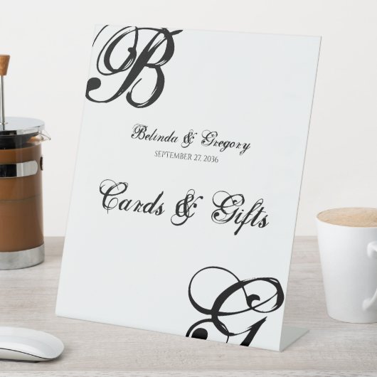 Signe De Table Cartes de mariage Monogramme noir et blanc Cadeaux (In SItu)