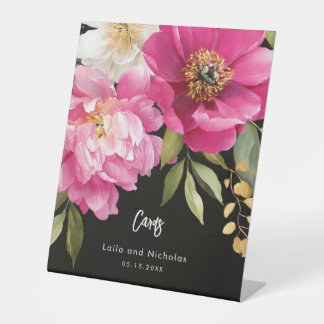Signe De Table Cartes de mariage rose et blanc Aquarelle Peony
