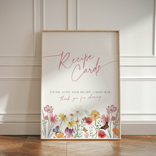 Signe De Table Cartes de recettes fleur sauvage et papillons pour