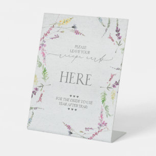 Signe De Table Cartes de recettes florales fleurs sauvages