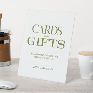 Signe De Table Cartes de typographie verte et présentoir de maria