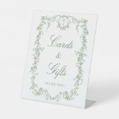 Signe De Table Cartes et cadeaux à cadre classique vert sauge Fre (Recto)