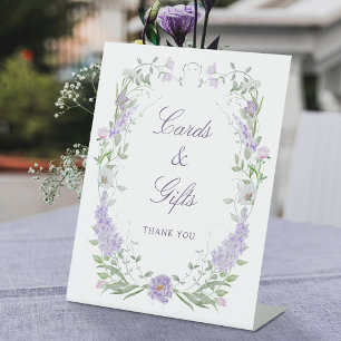 Signe De Table Cartes et cadeaux à cadre floral lilas lavande