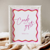 Signe De Table Cartes et cadeaux à la frontière rose et orange ré
