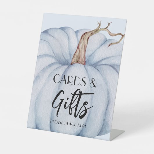 Signe De Table Cartes et cadeaux Baby shower Citrouille bleu (Recto)
