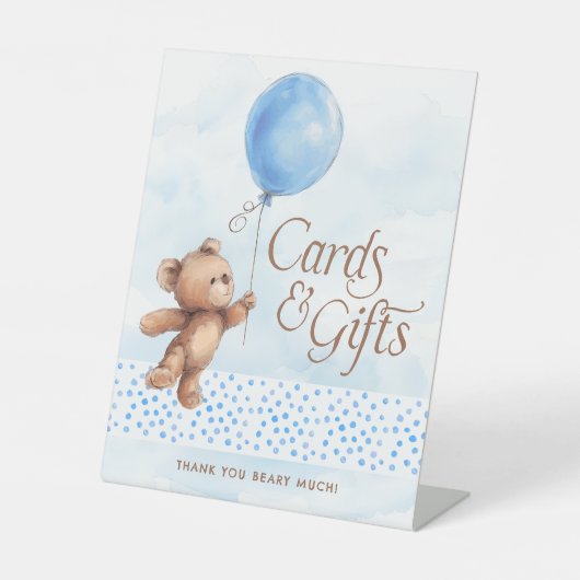 Signe De Table Cartes et cadeaux Baby shower Ours en peluche (Recto)