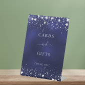 Signe De Table Cartes et cadeaux bleu marine étoiles argentées
