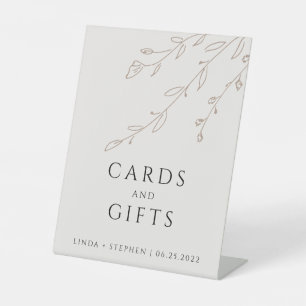 Signe De Table Cartes et cadeaux Botaniques Beige Neutre Simple