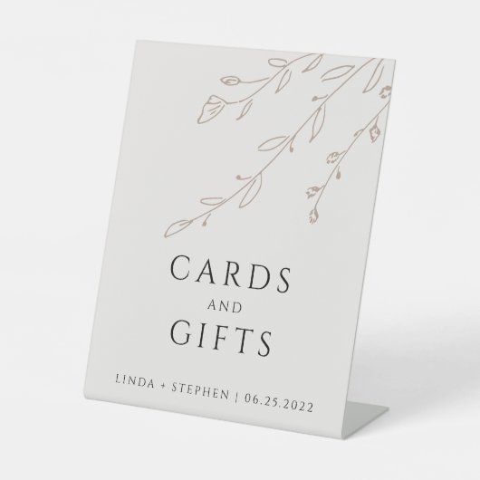 Signe De Table Cartes et cadeaux Botaniques Beige Neutre Simple (Recto)