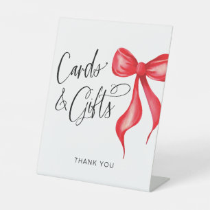 Signe De Table Cartes et cadeaux Bow Aquarelle Rouge