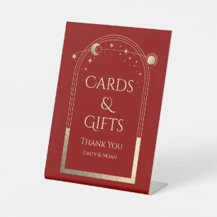 Signe De Table Cartes et Cadeaux Célestes Or Rouge Foncé