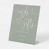 Signe De Table Cartes Et Cadeaux Coeur Vert Sage (Recto)