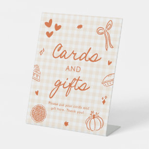 Signe De Table Cartes et cadeaux Cutie Pie à carreaux orange d'au