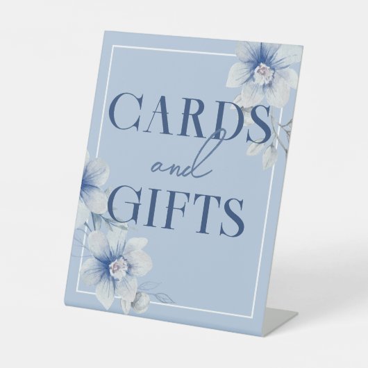 Signe De Table Cartes et cadeaux d'aquarelle bleu (Recto)