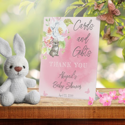 Signe De Table Cartes et cadeaux de Baby shower de lapin doux