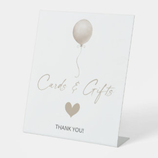 Signe De Table Cartes et cadeaux de Baby shower en ballons beige