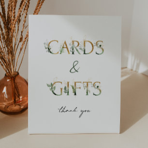 Signe De Table Cartes et cadeaux de Baby showers vertes et or