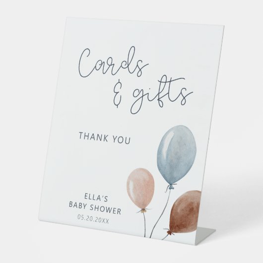 Signe De Table Cartes et cadeaux de ballons d'aquarelle (Recto)