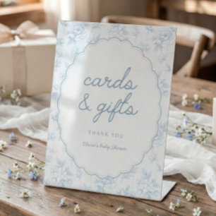 Signe De Table Cartes et Cadeaux de Bébé Bleu Shower Vintage Fran